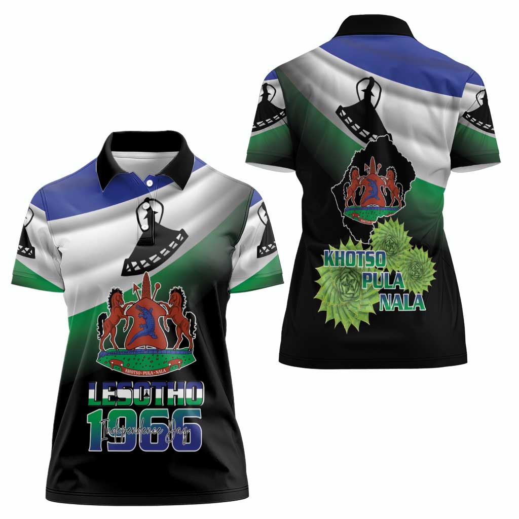 Lesotho 1966 Women Polo Shirt Happy Independence Day - Wonder Print Shop