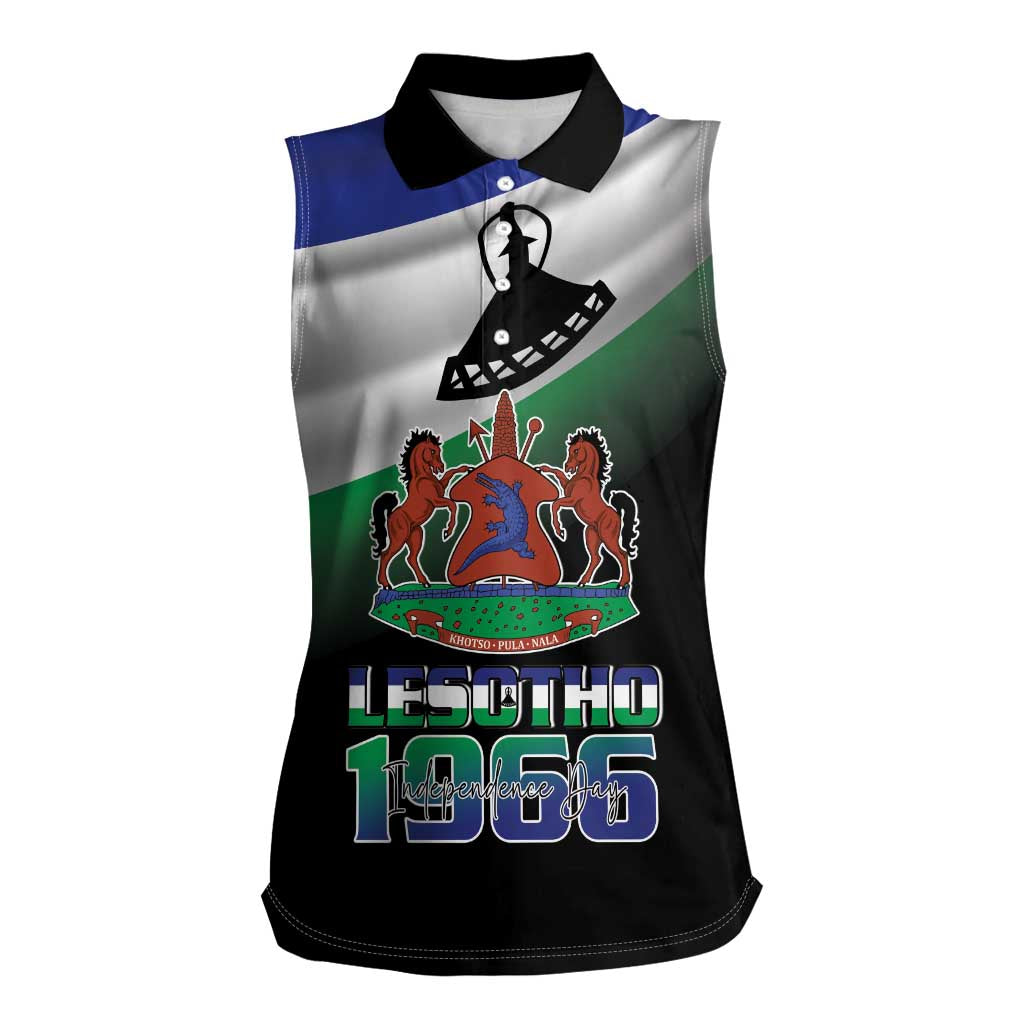 Lesotho 1966 Women Sleeveless Polo Shirt Happy Independence Day - Wonder Print Shop