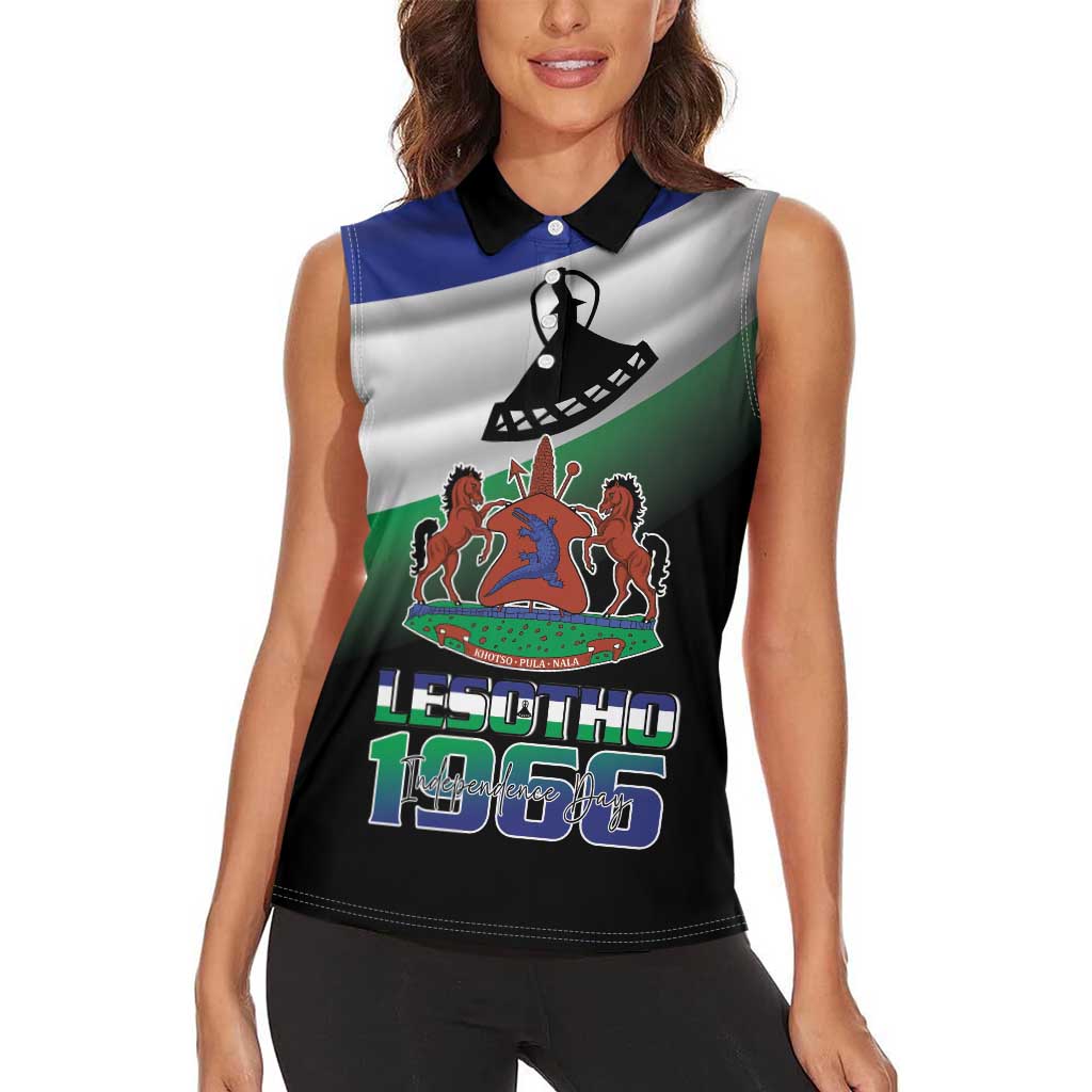 Lesotho 1966 Women Sleeveless Polo Shirt Happy Independence Day - Wonder Print Shop