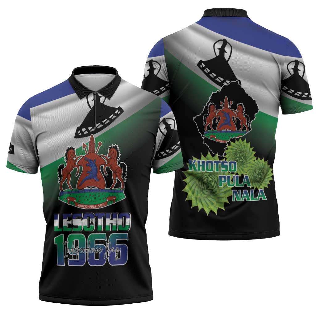 Lesotho 1966 Zipper Polo Shirt Happy Independence Day - Wonder Print Shop