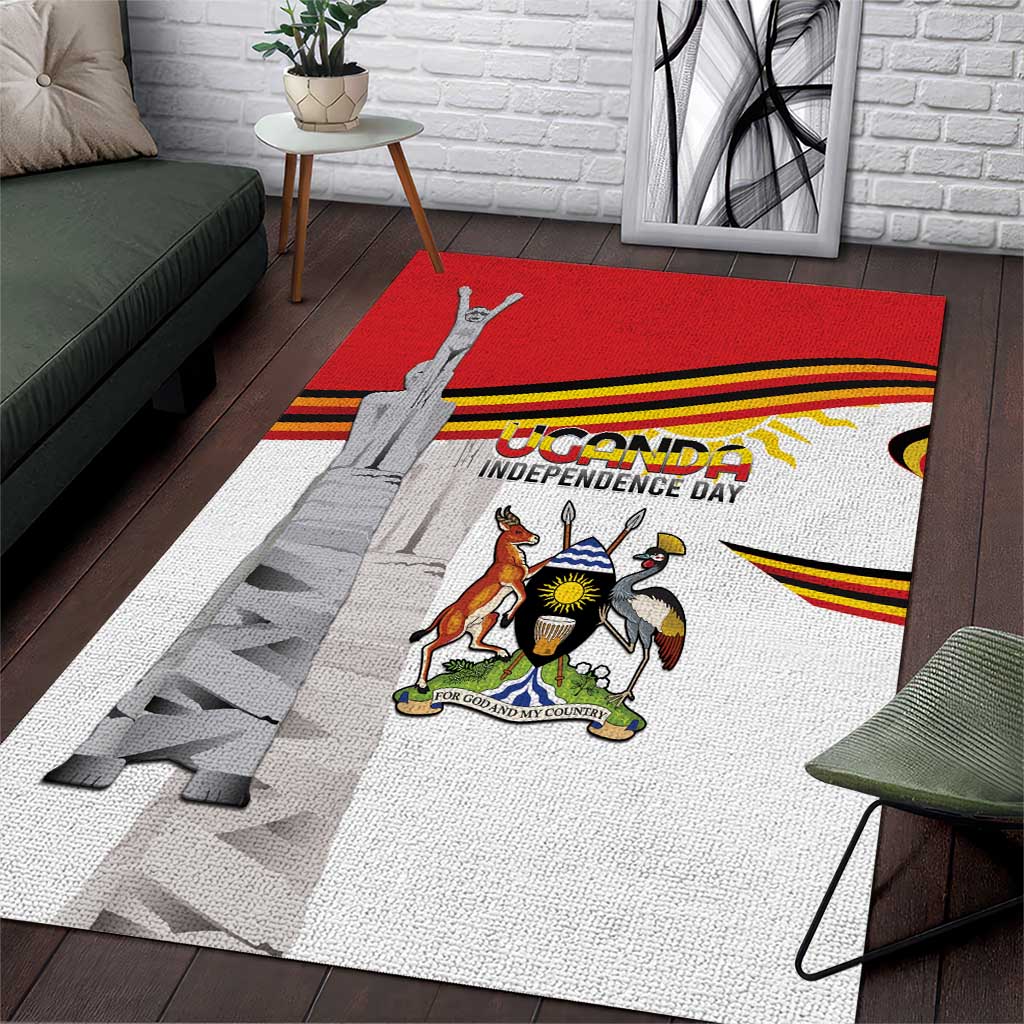 Uganda Independence Day Area Rug Independence Monument - Coat Of Arms - Wonder Print Shop