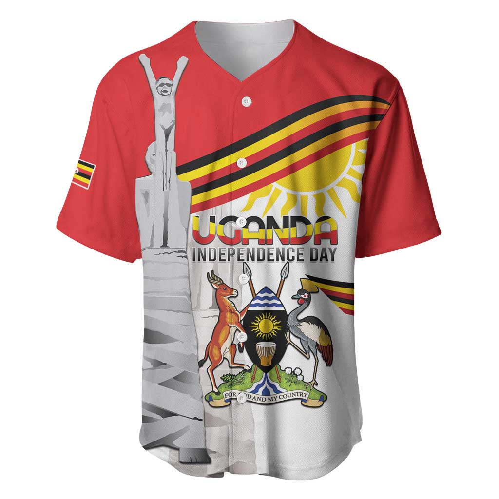 Personalized Uganda Independence Day Baseball Jersey Independence Monument - Coat Of Arms - Wonder Print Shop