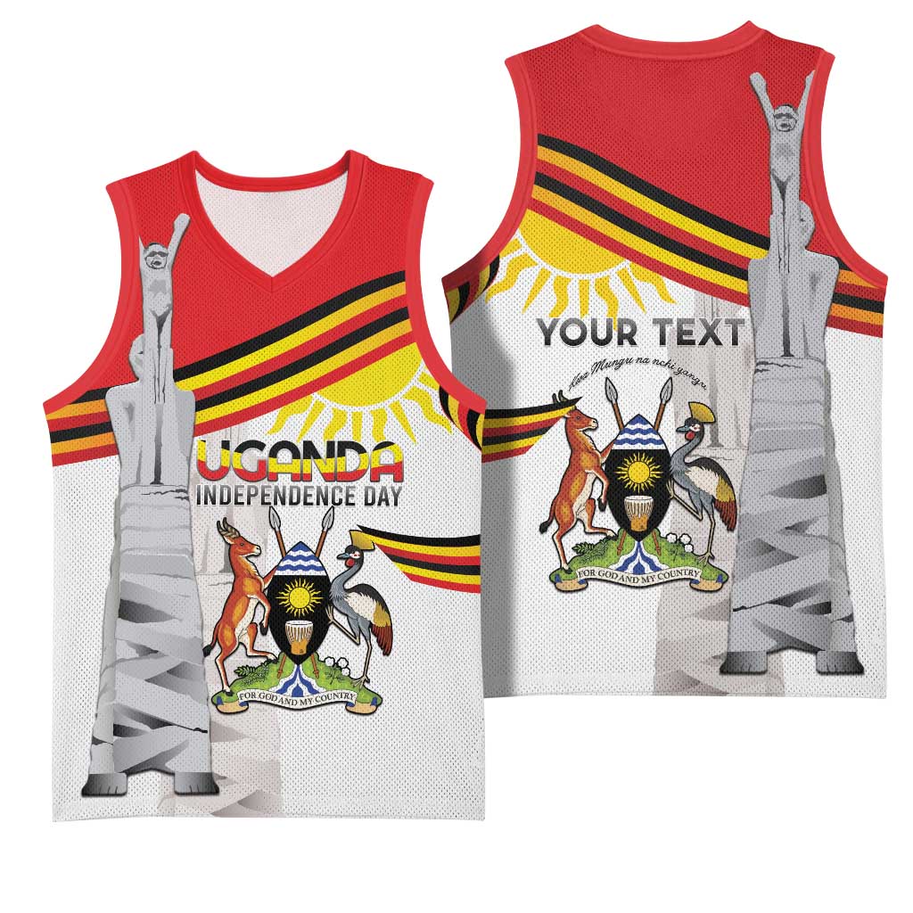 Personalized Uganda Independence Day Basketball Jersey Independence Monument - Coat Of Arms - Wonder Print Shop