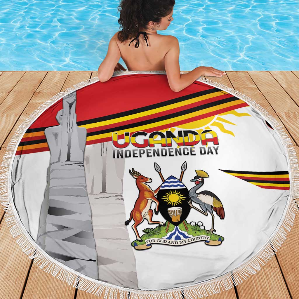 Uganda Independence Day Beach Blanket Independence Monument - Coat Of Arms - Wonder Print Shop