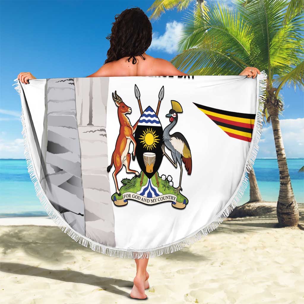 Uganda Independence Day Beach Blanket Independence Monument - Coat Of Arms - Wonder Print Shop