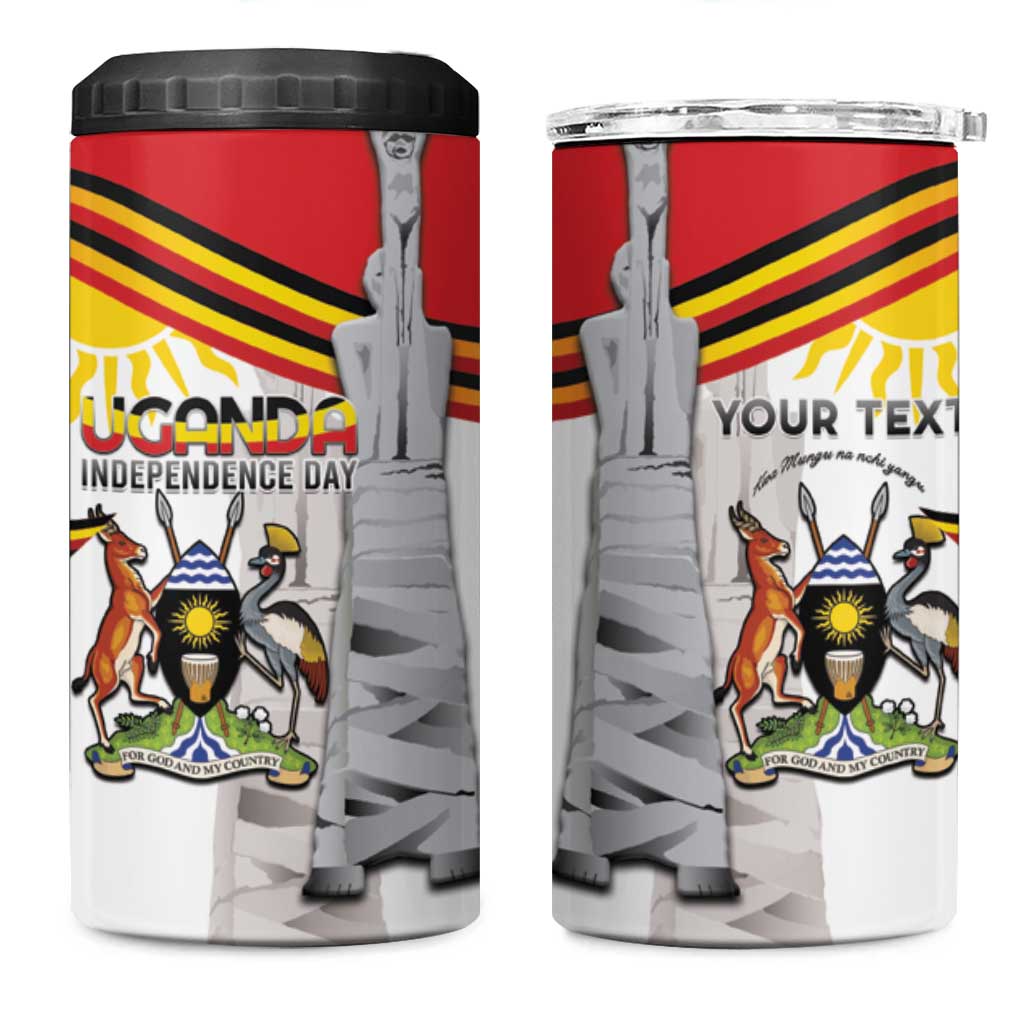 Personalized Uganda Independence Day 4 in 1 Can Cooler Tumbler Independence Monument - Coat Of Arms - Wonder Print Shop