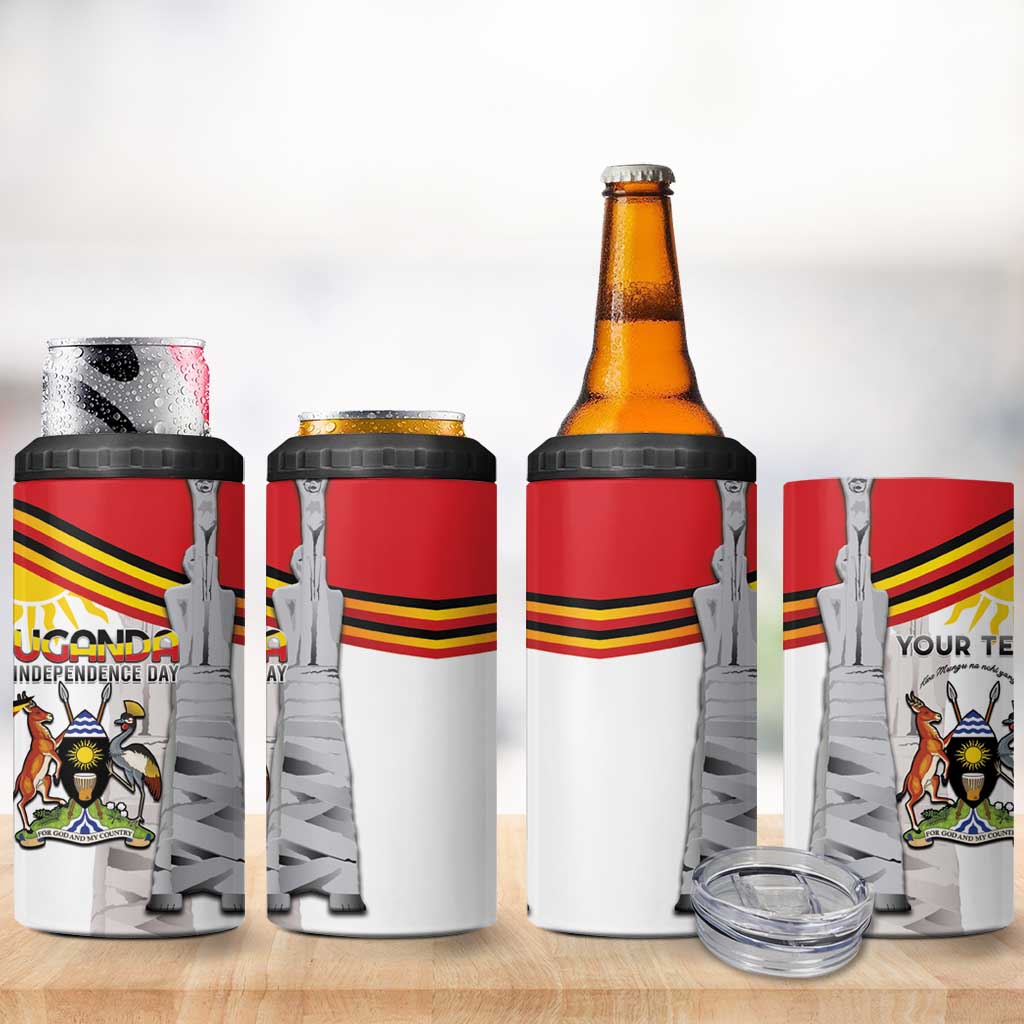 Personalized Uganda Independence Day 4 in 1 Can Cooler Tumbler Independence Monument - Coat Of Arms - Wonder Print Shop