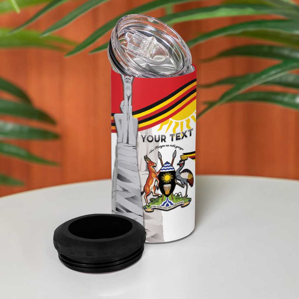 Personalized Uganda Independence Day 4 in 1 Can Cooler Tumbler Independence Monument - Coat Of Arms - Wonder Print Shop