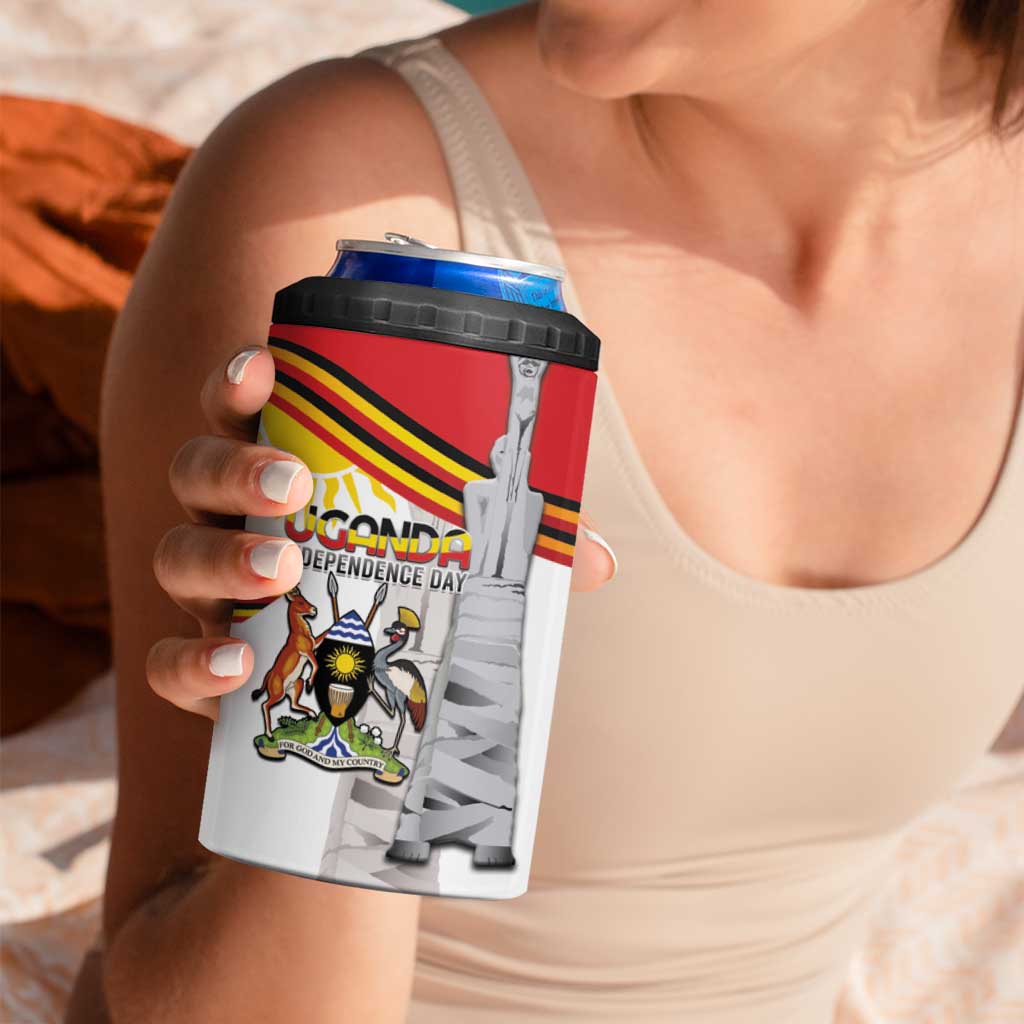 Personalized Uganda Independence Day 4 in 1 Can Cooler Tumbler Independence Monument - Coat Of Arms - Wonder Print Shop