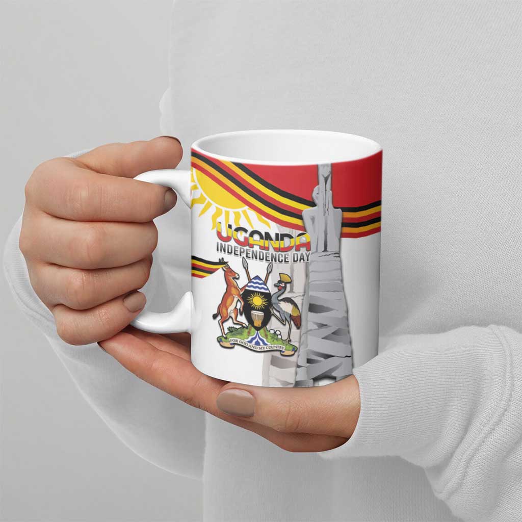 Personalized Uganda Independence Day Ceramic Mug Independence Monument - Coat Of Arms - Wonder Print Shop