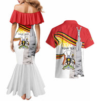 Personalized Uganda Independence Day Couples Matching Mermaid Dress and Hawaiian Shirt Independence Monument - Coat Of Arms - Wonder Print Shop