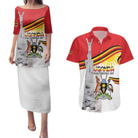 Personalized Uganda Independence Day Couples Matching Puletasi and Hawaiian Shirt Independence Monument - Coat Of Arms - Wonder Print Shop