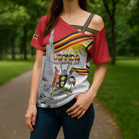 Personalized Uganda Independence Day Cross Shoulder Shirt Independence Monument - Coat Of Arms - Wonder Print Shop
