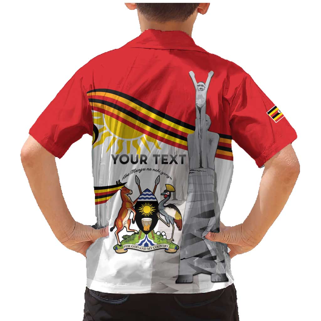 Personalized Uganda Independence Day Family Matching Mermaid Dress and Hawaiian Shirt Independence Monument - Coat Of Arms - Wonder Print Shop