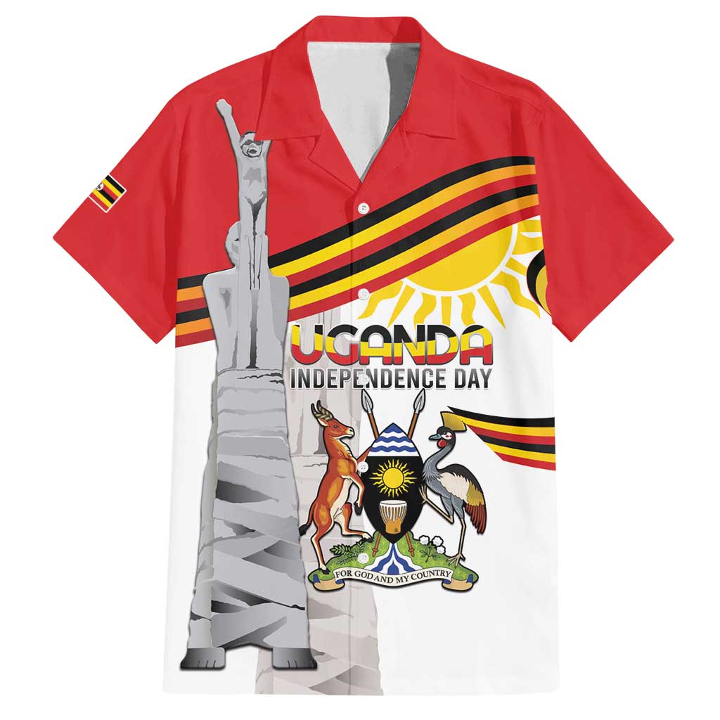 Personalized Uganda Independence Day Family Matching Off Shoulder Maxi Dress and Hawaiian Shirt Independence Monument - Coat Of Arms - Wonder Print Shop