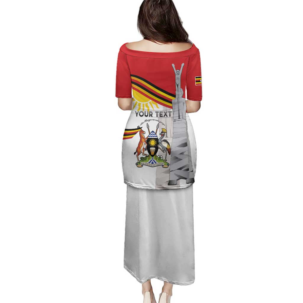 Personalized Uganda Independence Day Family Matching Puletasi and Hawaiian Shirt Independence Monument - Coat Of Arms - Wonder Print Shop