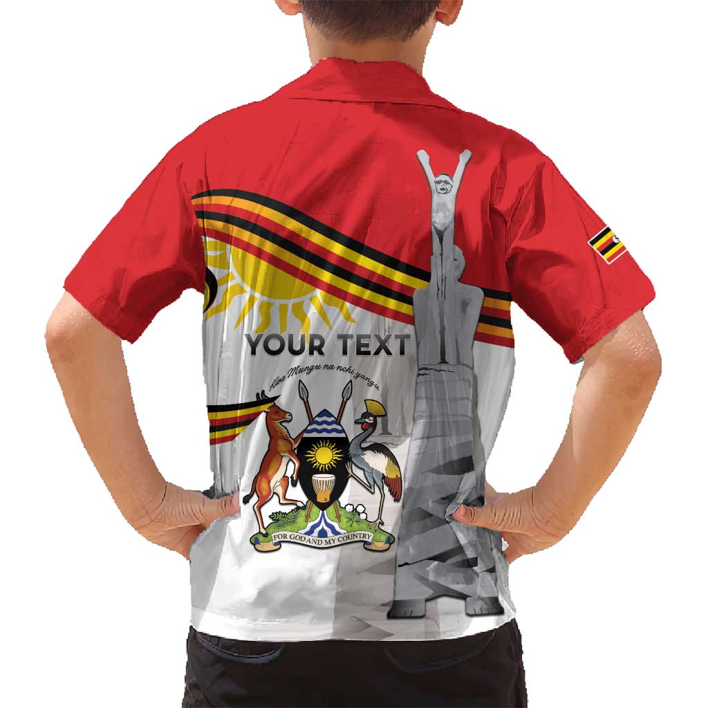 Personalized Uganda Independence Day Family Matching Summer Maxi Dress and Hawaiian Shirt Independence Monument - Coat Of Arms - Wonder Print Shop
