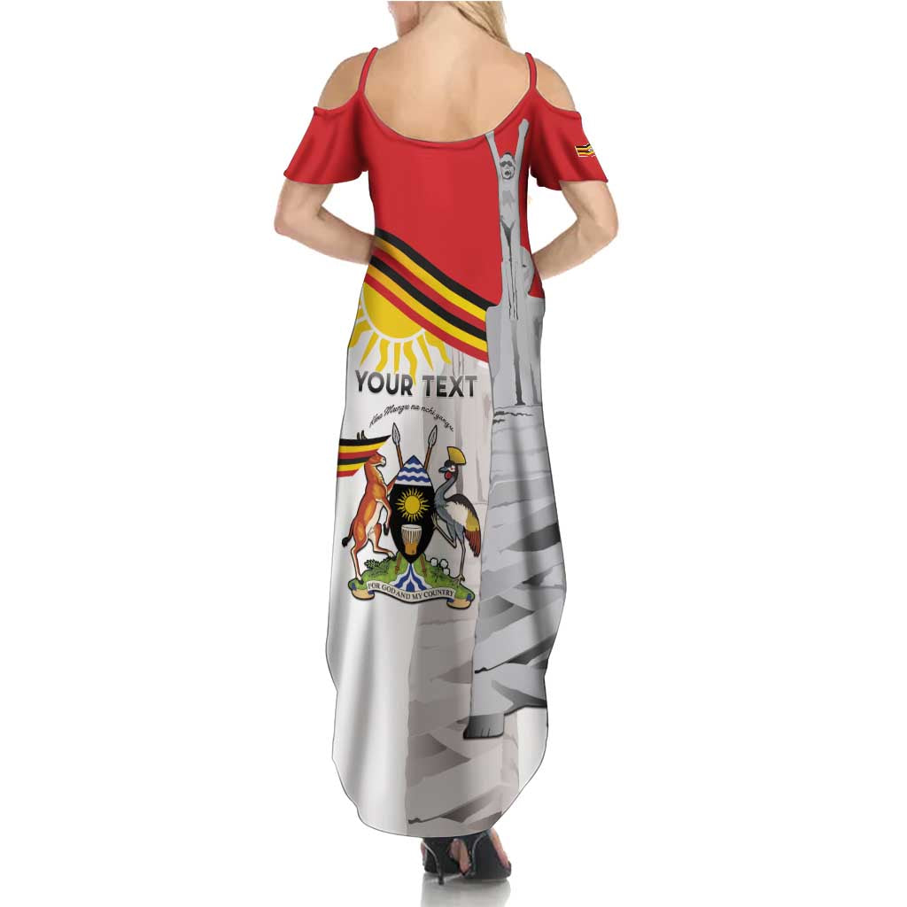 Personalized Uganda Independence Day Family Matching Summer Maxi Dress and Hawaiian Shirt Independence Monument - Coat Of Arms - Wonder Print Shop