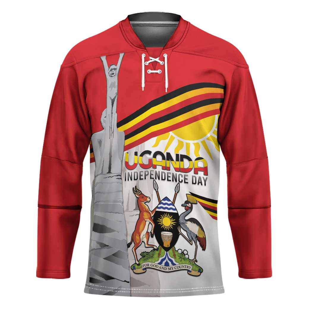 Personalized Uganda Independence Day Hockey Jersey Independence Monument - Coat Of Arms - Wonder Print Shop