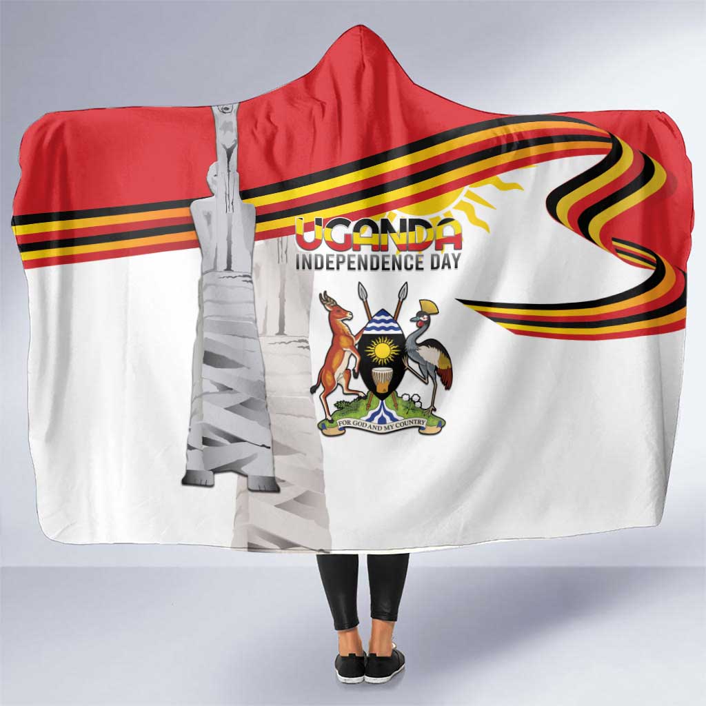 Uganda Independence Day Hooded Blanket Independence Monument - Coat Of Arms - Wonder Print Shop