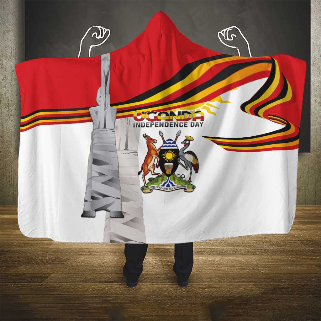 Uganda Independence Day Hooded Blanket Independence Monument - Coat Of Arms - Wonder Print Shop