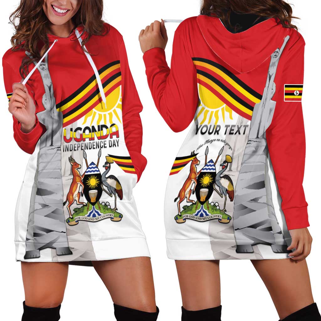 Personalized Uganda Independence Day Hoodie Dress Independence Monument - Coat Of Arms - Wonder Print Shop