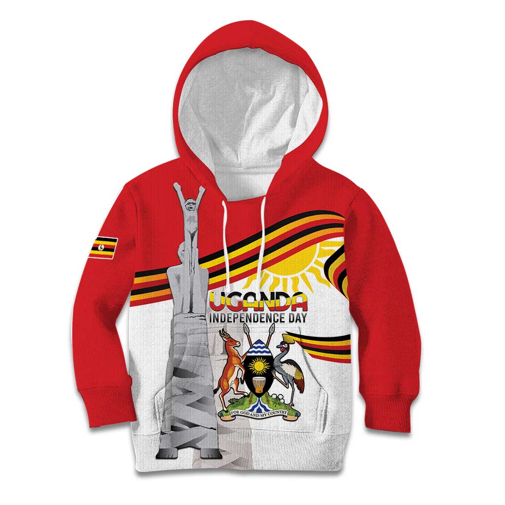 Personalized Uganda Independence Day Kid Hoodie Independence Monument - Coat Of Arms - Wonder Print Shop