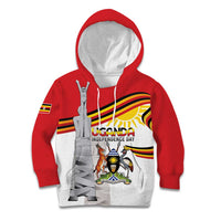 Personalized Uganda Independence Day Kid Hoodie Independence Monument - Coat Of Arms - Wonder Print Shop