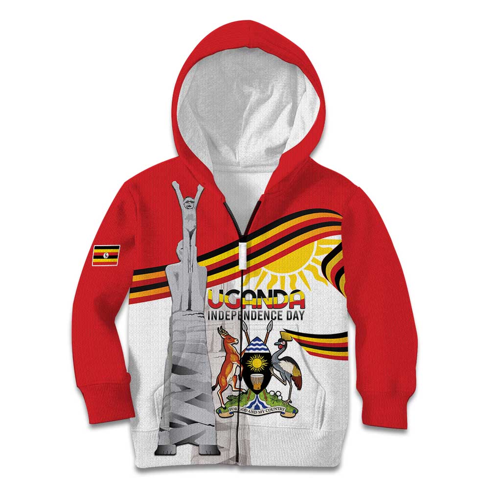 Personalized Uganda Independence Day Kid Hoodie Independence Monument - Coat Of Arms - Wonder Print Shop