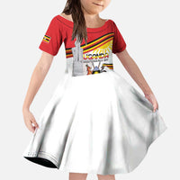 Personalized Uganda Independence Day Kid Short Sleeve Dress Independence Monument - Coat Of Arms - Wonder Print Shop