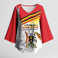 Personalized Uganda Independence Day Kimono Sleeve Blouse Independence Monument - Coat Of Arms - Wonder Print Shop