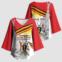 Personalized Uganda Independence Day Kimono Sleeve Blouse Independence Monument - Coat Of Arms - Wonder Print Shop