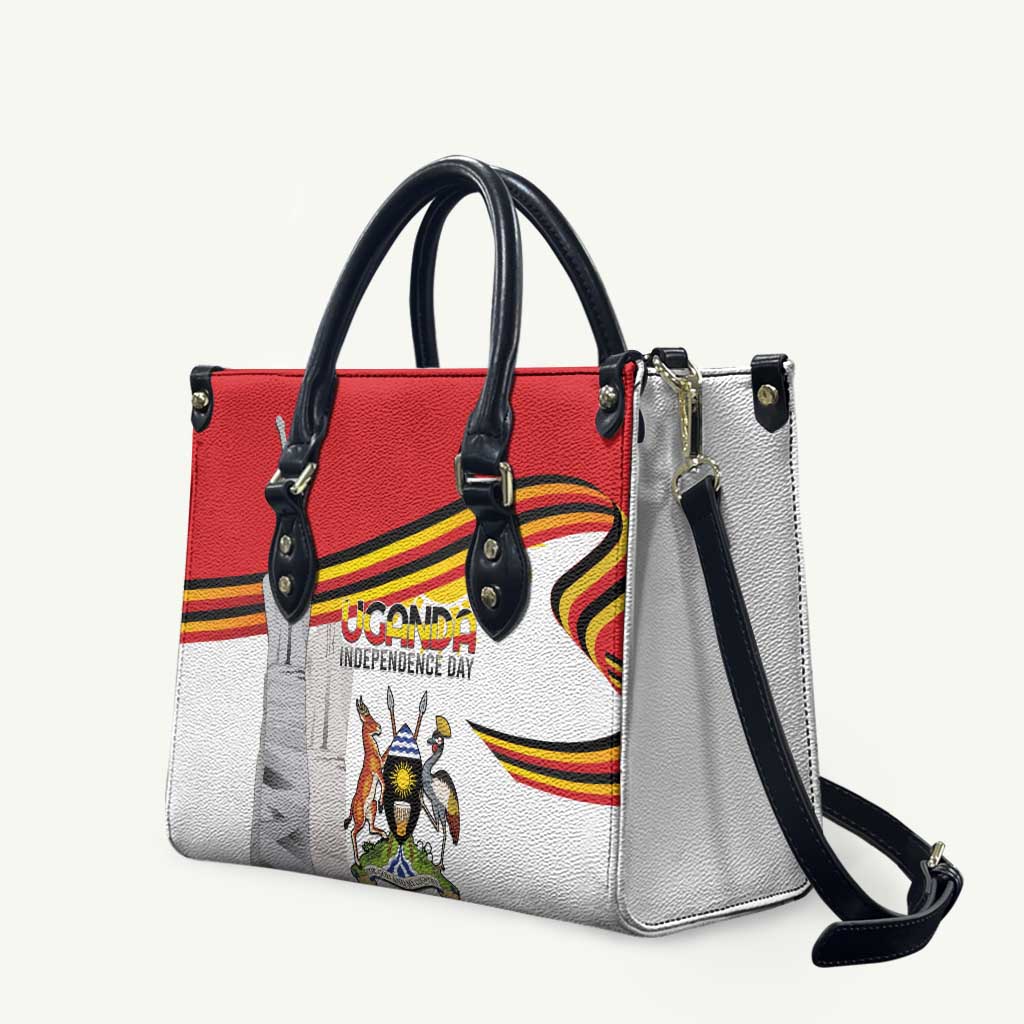 Uganda Independence Day Leather Bag Independence Monument - Coat Of Arms - Wonder Print Shop