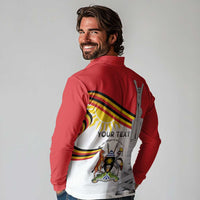 Personalized Uganda Independence Day Long Sleeve Polo Shirt Independence Monument - Coat Of Arms - Wonder Print Shop