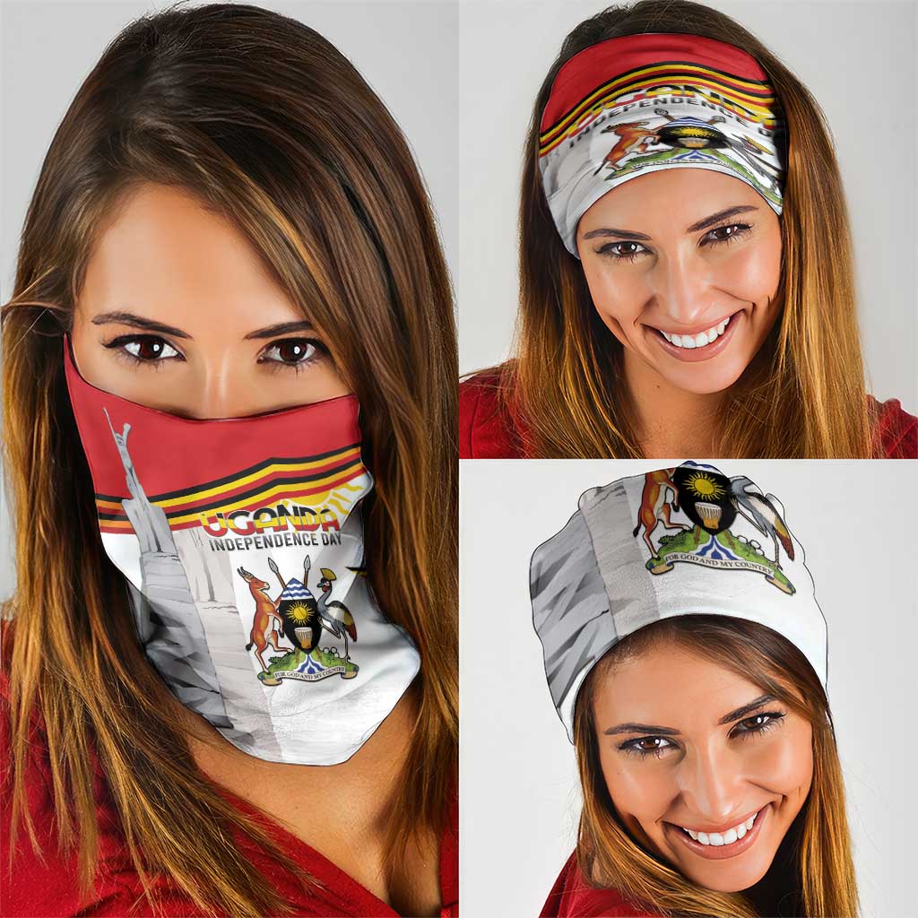 Uganda Independence Day Neck Gaiter Independence Monument - Coat Of Arms - Wonder Print Shop