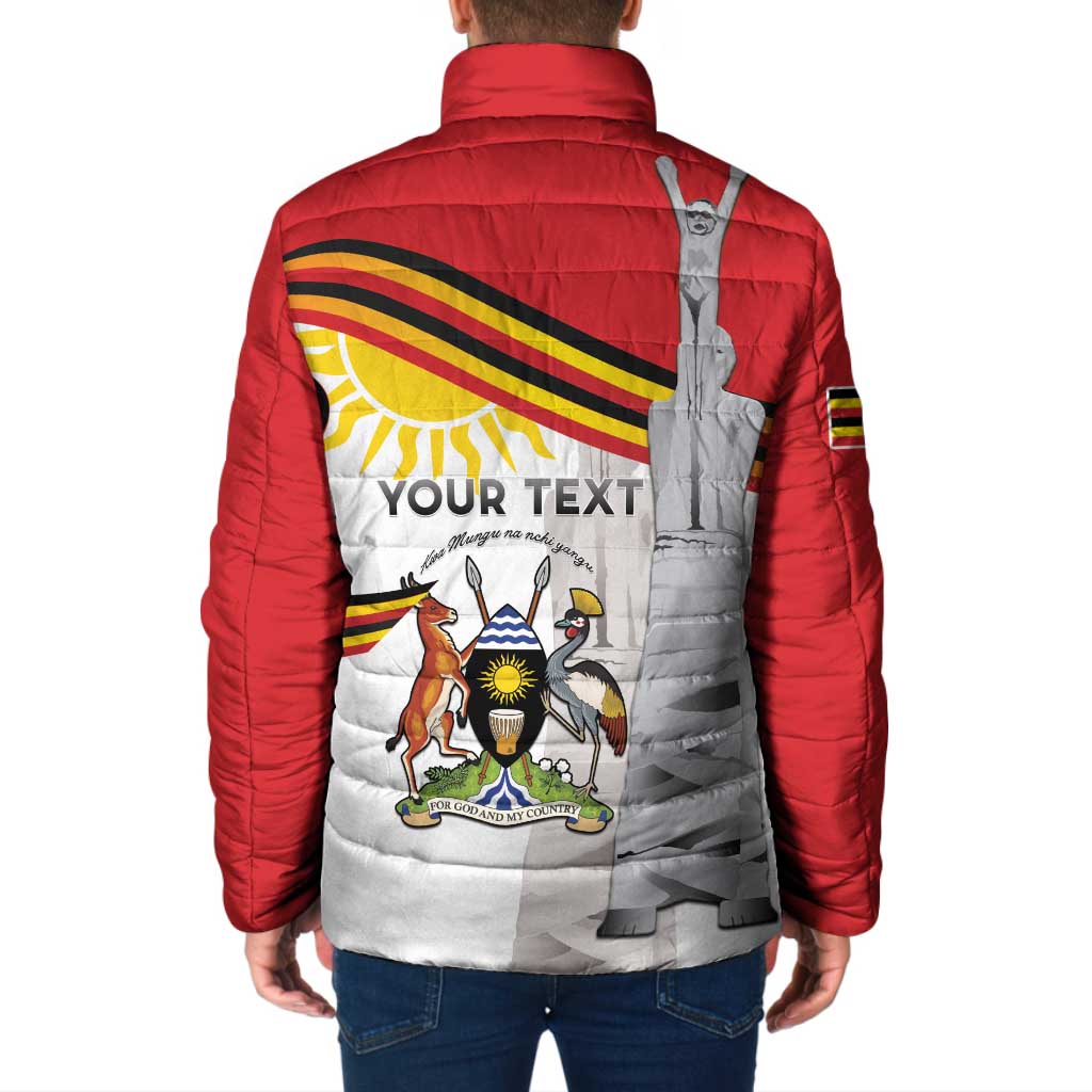 Personalized Uganda Independence Day Padded Jacket Independence Monument - Coat Of Arms - Wonder Print Shop