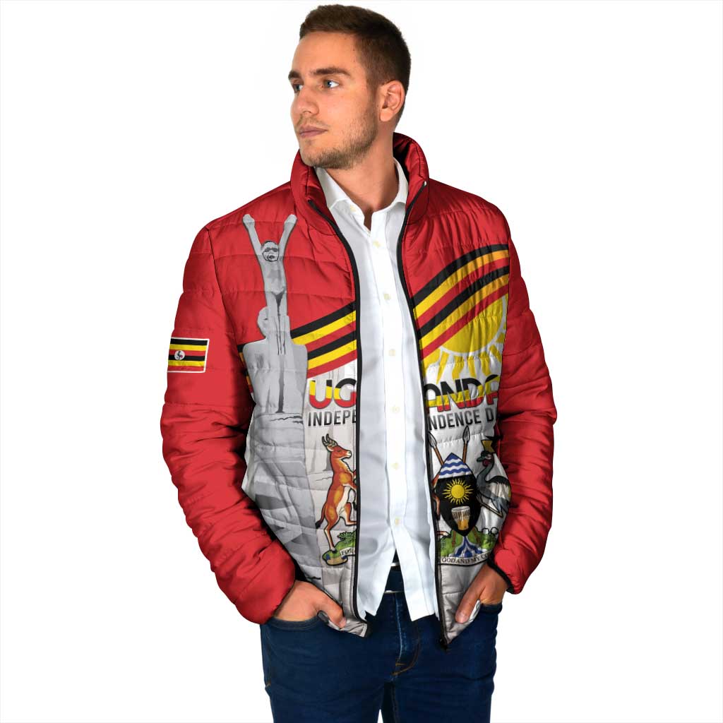 Personalized Uganda Independence Day Padded Jacket Independence Monument - Coat Of Arms - Wonder Print Shop