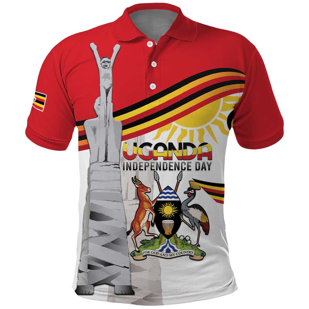 Personalized Uganda Independence Day Polo Shirt Independence Monument - Coat Of Arms - Wonder Print Shop