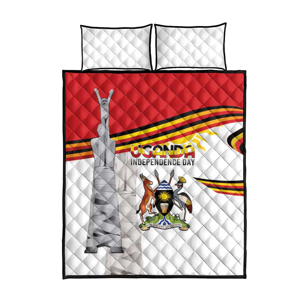 Uganda Independence Day Quilt Bed Set Independence Monument - Coat Of Arms - Wonder Print Shop