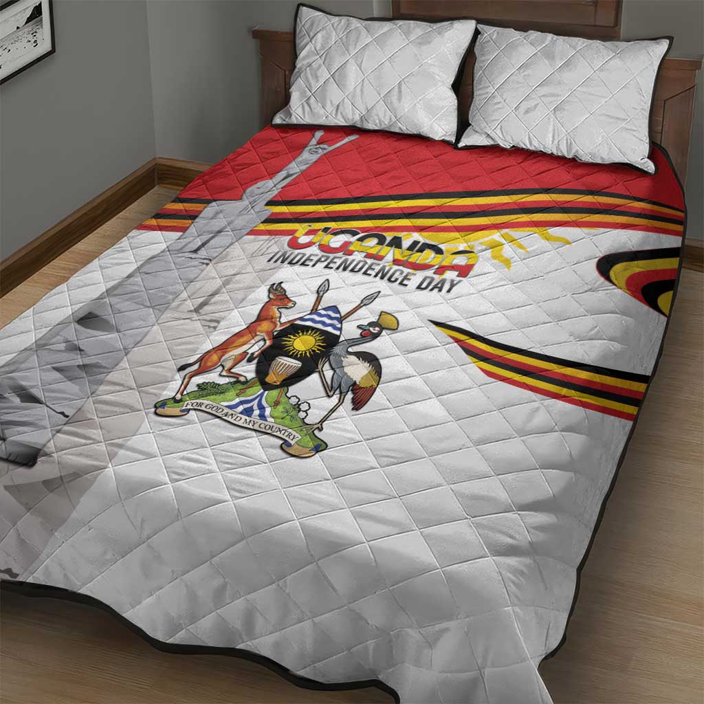 Uganda Independence Day Quilt Bed Set Independence Monument - Coat Of Arms - Wonder Print Shop