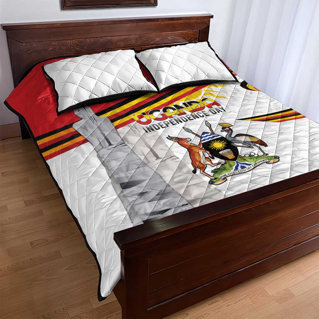 Uganda Independence Day Quilt Bed Set Independence Monument - Coat Of Arms - Wonder Print Shop