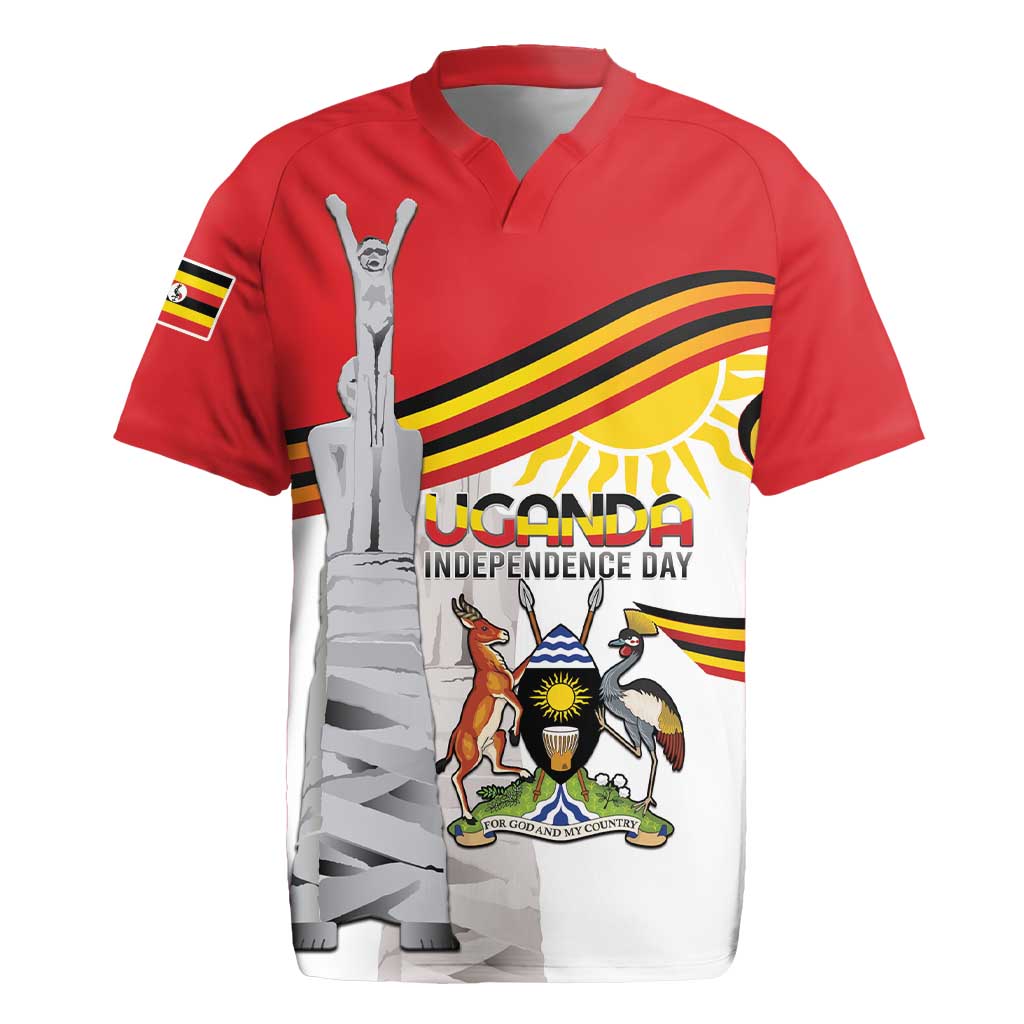 Personalized Uganda Independence Day Rugby Jersey Independence Monument - Coat Of Arms - Wonder Print Shop