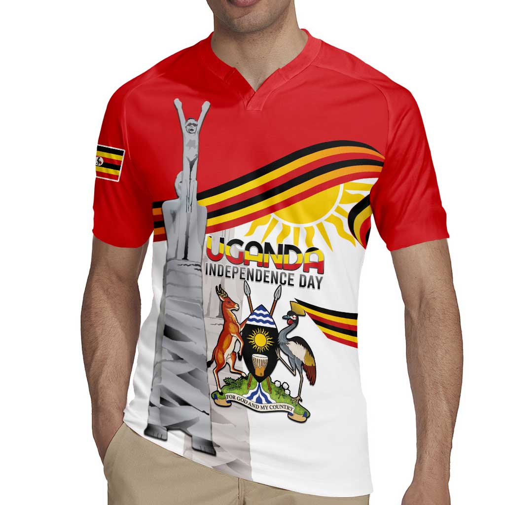 Personalized Uganda Independence Day Rugby Jersey Independence Monument - Coat Of Arms - Wonder Print Shop