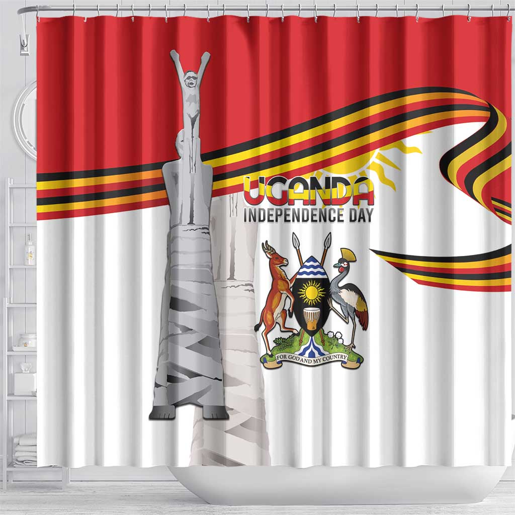 Uganda Independence Day Shower Curtain Independence Monument - Coat Of Arms - Wonder Print Shop