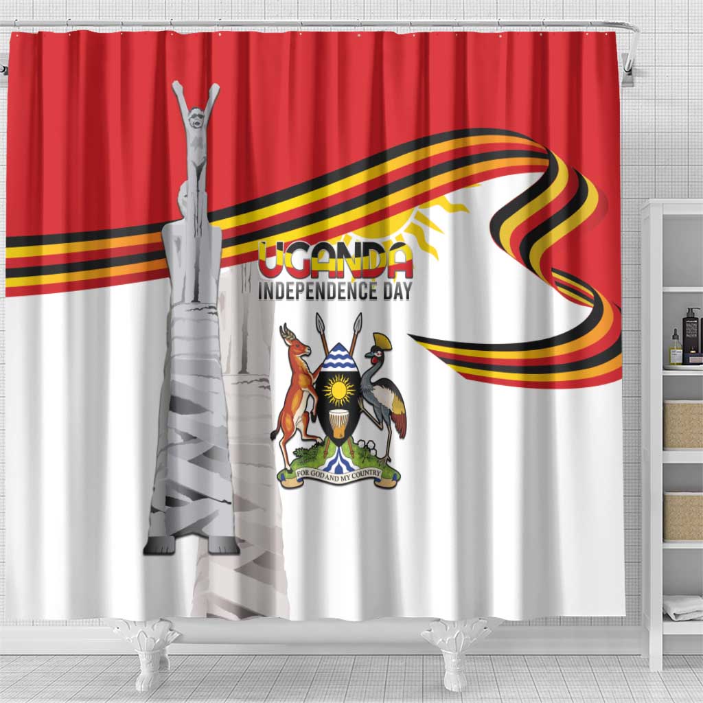 Uganda Independence Day Shower Curtain Independence Monument - Coat Of Arms - Wonder Print Shop