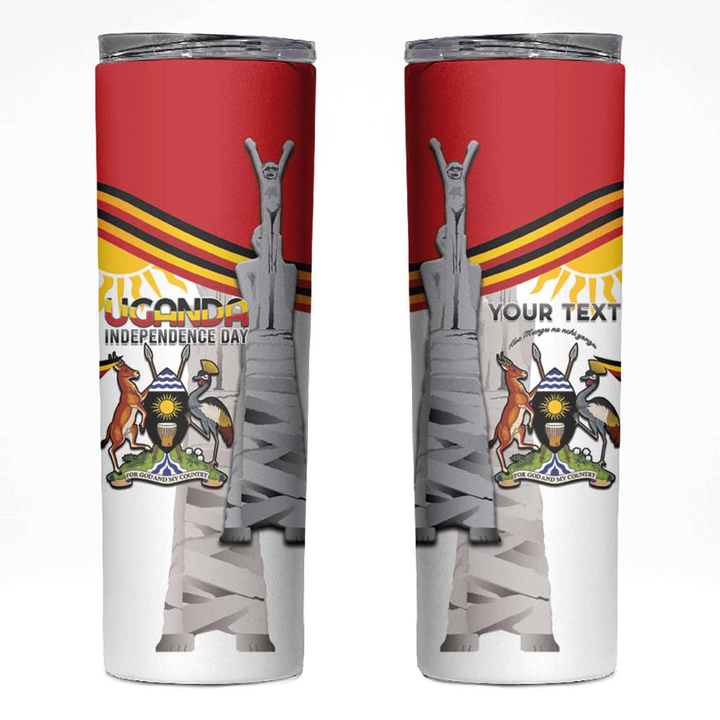 Personalized Uganda Independence Day Skinny Tumbler Independence Monument - Coat Of Arms - Wonder Print Shop