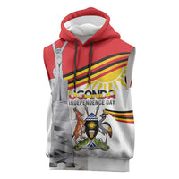 Personalized Uganda Independence Day Sleeveless Hoodie Independence Monument - Coat Of Arms - Wonder Print Shop