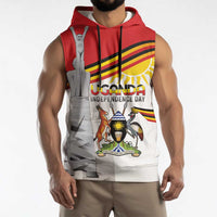 Personalized Uganda Independence Day Sleeveless Hoodie Independence Monument - Coat Of Arms - Wonder Print Shop