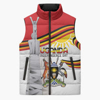 Personalized Uganda Independence Day Sleeveless Puffer Jacket Independence Monument - Coat Of Arms - Wonder Print Shop
