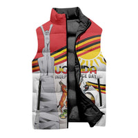Personalized Uganda Independence Day Sleeveless Puffer Jacket Independence Monument - Coat Of Arms - Wonder Print Shop